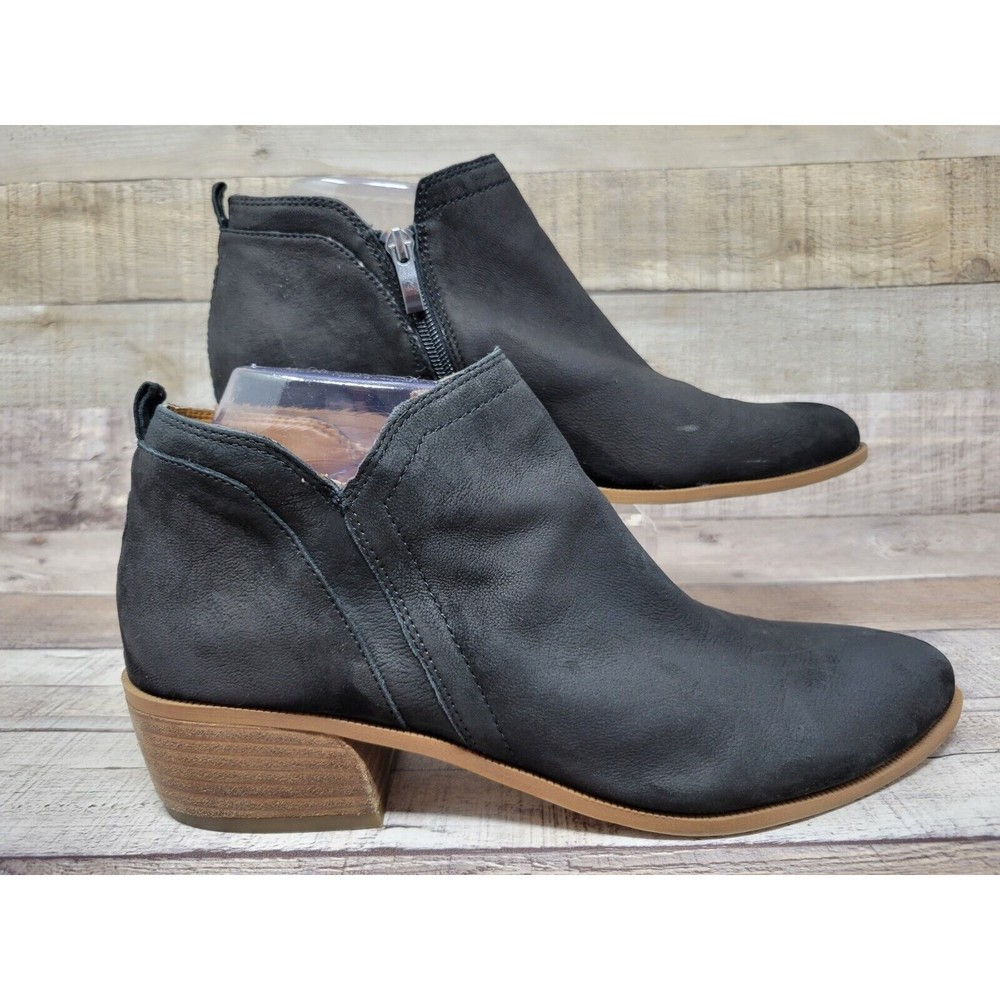 Franco Sarto Womens Ankle Boots Size 10 Black Laslo Suede Leather Booties